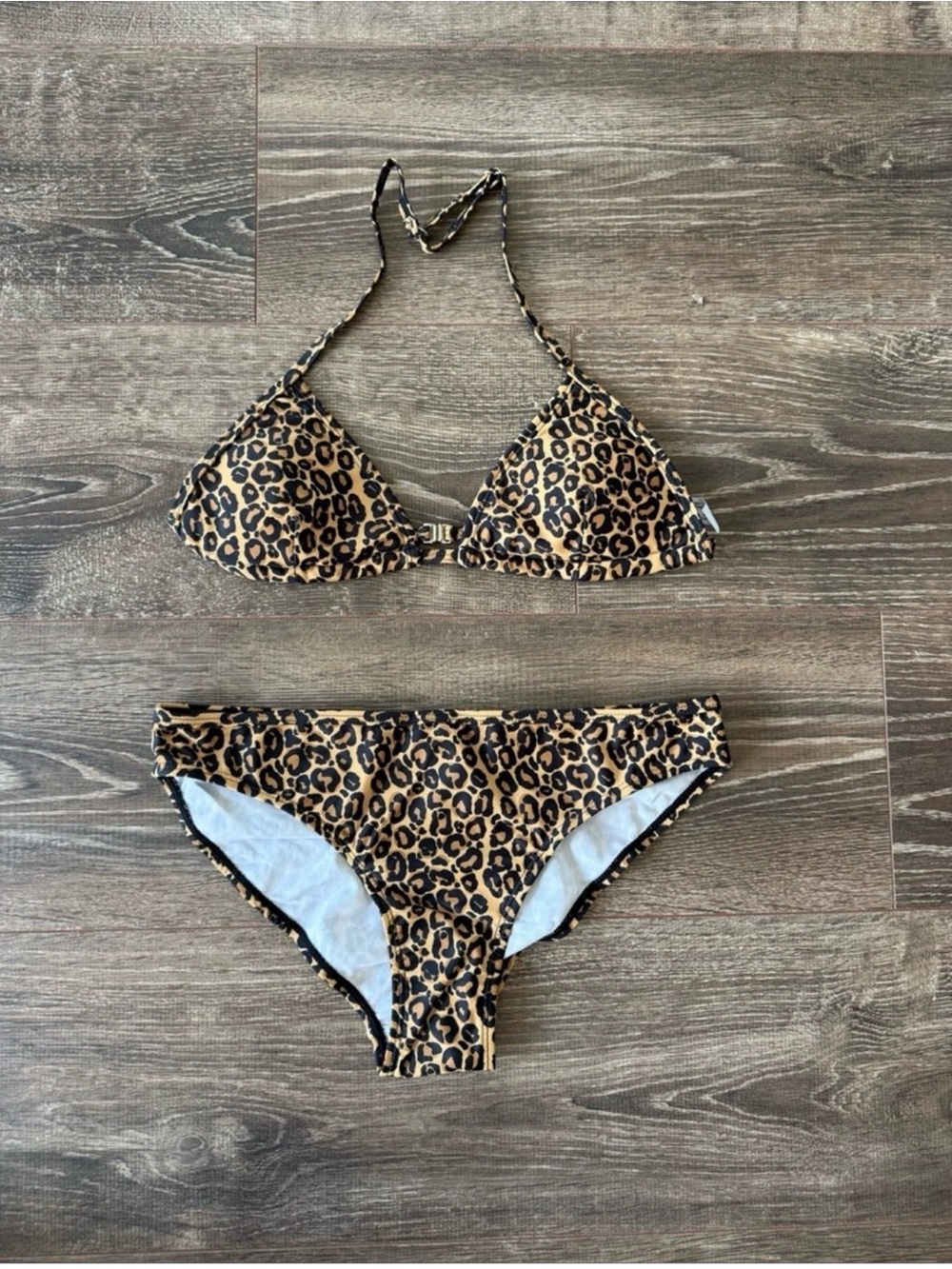 Leopard Print Triangle Bikini Set